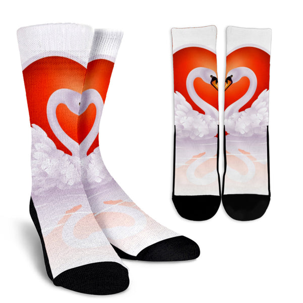 Swan Love Crew Socks - White - Painteye