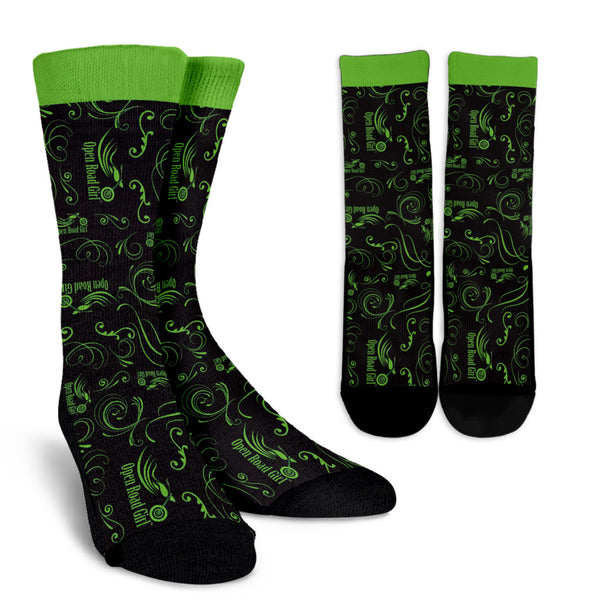 GREEN Open Road Girl Socks - Painteye