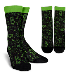 GREEN Scatter Design Open Road Girl Socks - Painteye