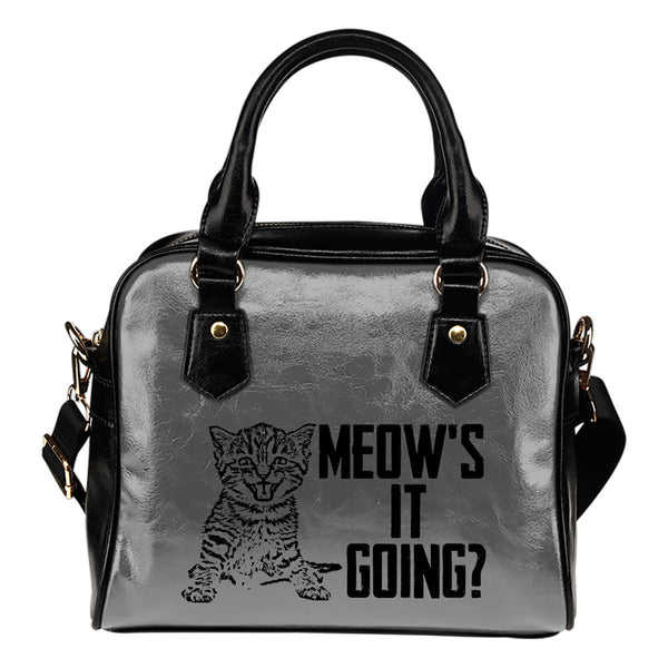 NP Meow's It Going Leather Shoulder Handbag