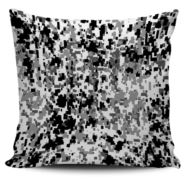 Digital White and Black Camo  Pillow Cover - Painteye