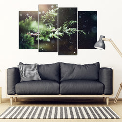 Winter Forest Scene 4 Piece Framed Canvas
