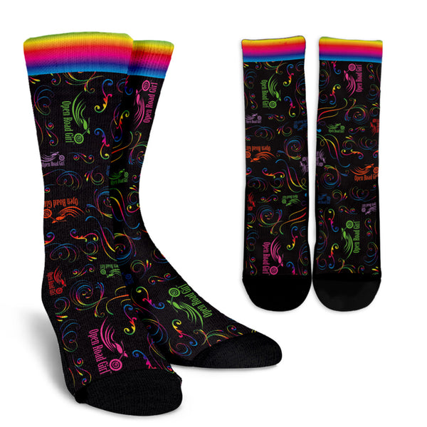 RAINBOW Scatter Design Open Road Girl Socks - Painteye