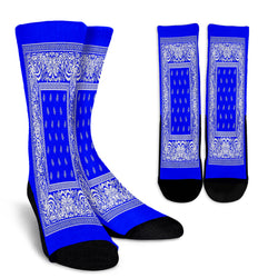 Blue Bandanna Crew Socks - Painteye