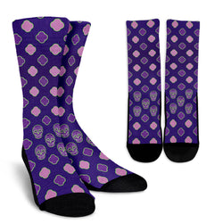 Hidden Skulls Pattern Purple Socks - Painteye