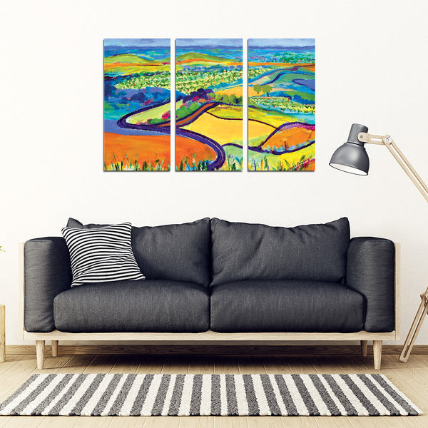 "Colorful Countryside"  3 Piece Canvas - Painteye