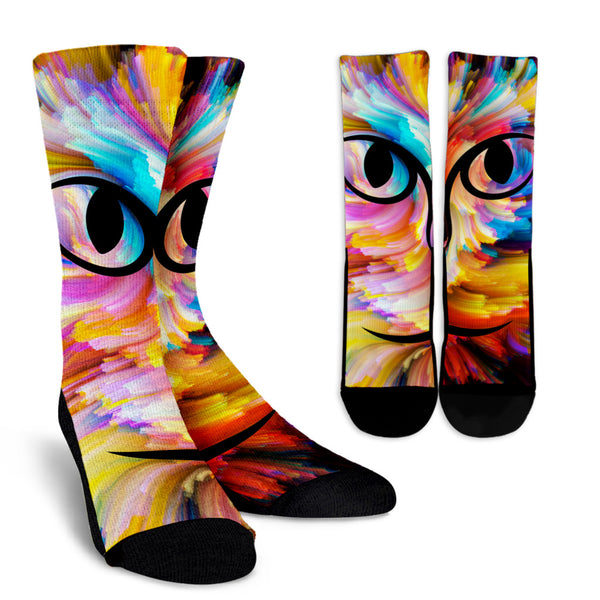 Cat Eyes Crew Socks - Painteye