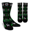 Christmas Knitted Pattern Green and Black Socks - Painteye