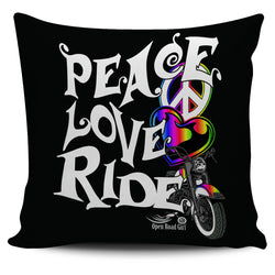 Rainbow Peace Love Ride Pillow Cover - Painteye