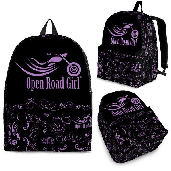 PURPLE Open Road Girl Scatter Design Backpack