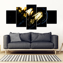 Lightbulb 5 Piece Framed Canvas