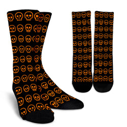 Orange Skulls Madness  Crew Socks - Painteye