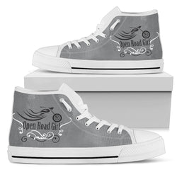 Grey "Open Road Girl" Women's High Top Sneakers - Painteye