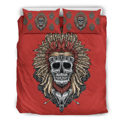 Tribal Chief Skull Red - Bedding Set (Black) - Painteye