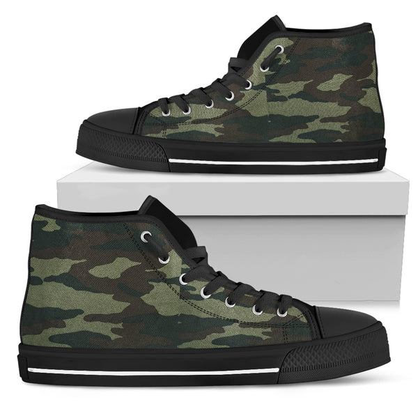 Black Camoflauge Men's High Top Sneakers - Painteye