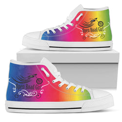 Rainbow "Open Road Girl" Women's High Top Sneakers - Painteye