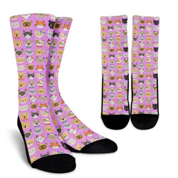 CatFace Crew Socks (Pink)