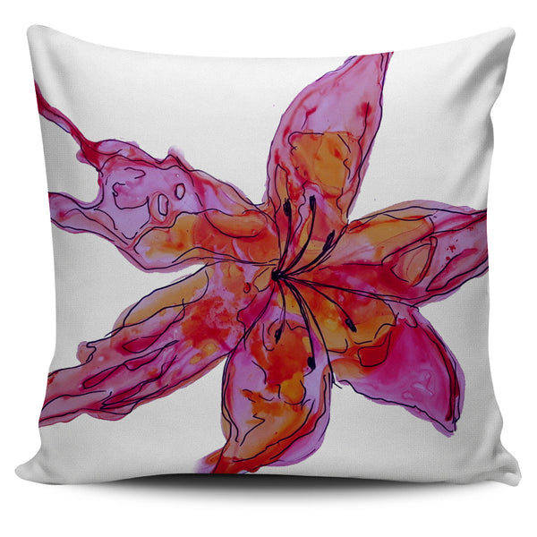 Sunset Lily Throw Pillow Cover - Fuchsia - Painteye
