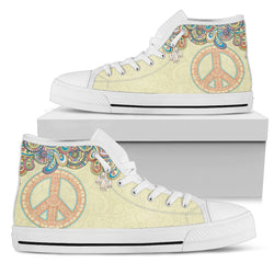 Peace White Sole Women's High Top Shoes - Painteye