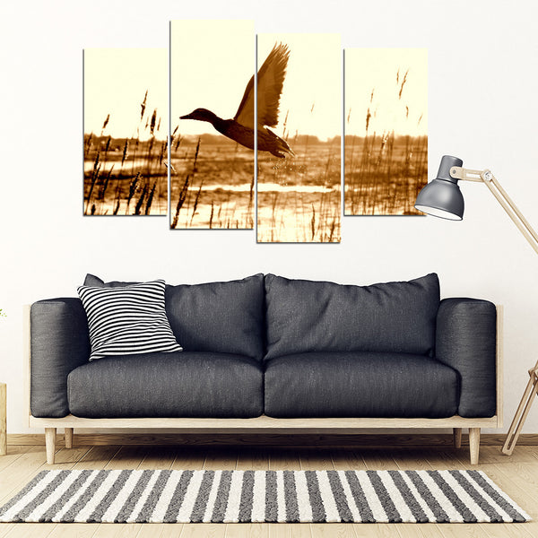 Duck Hunting 4 Piece Framed Canvas