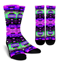 Pink and Teal Seven Tribes Crew Socks - Painteye