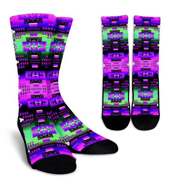 Pink and Teal Seven Tribes Crew Socks - Painteye