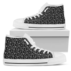 Womens High Top Canvas Shoes Black Music Note Design - Painteye