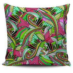 Psychedelic Patterns in Greens - Single Sided Pillow Cover - Painteye