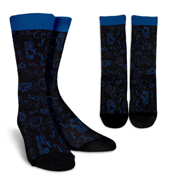 BLUE Scatter Design Open Road Girl Socks - Painteye