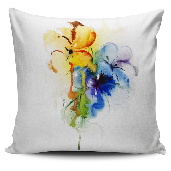 Yellow and Blue Flowers Pillow Cover - Painteye