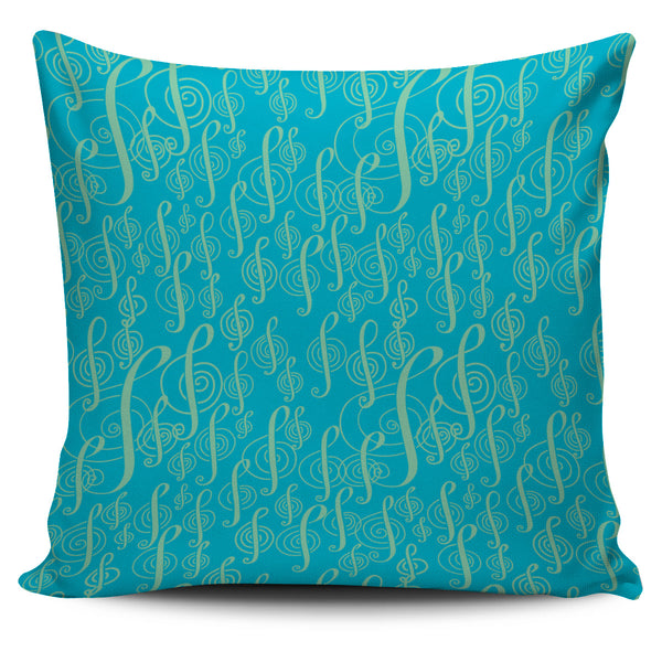 Treble Clefs Turquoise and Green Pillow Cover - Painteye