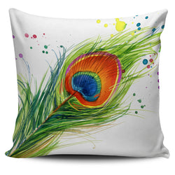 Peacock Paint Splatter Pillow Cover - Painteye