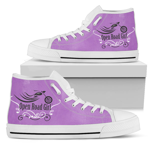 Purple "Open Road Girl" Women's High Top Sneakers - Painteye