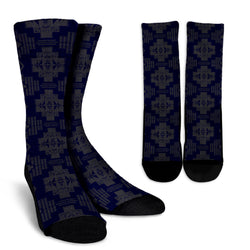 Navy Gray Seven Tribes Crew Socks - Painteye