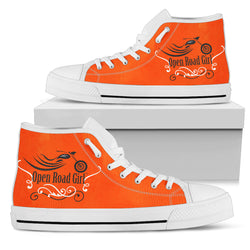 Orange "Open Road Girl" Women's High Top Sneakers - Painteye