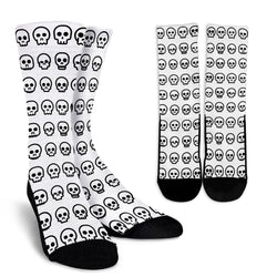 Skull Madness White and Black  Crew Socks - Painteye