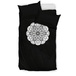 Bedding Set - Black With B&W Mandala - Painteye