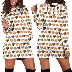 Fall Hearts Hoodie Dress - Painteye