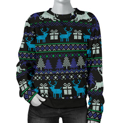 Ugly Christmas Black Purple and Blue Women's Sweater - Painteye