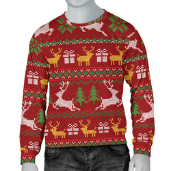 Ugly Christmas Red Yellow Green Men's Sweater - Painteye