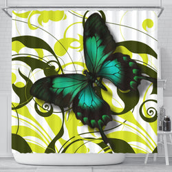 Emerald Butterfly Shower Curtain - Painteye