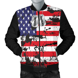 American Flags and Tags Men's Grunge Bomber Jacket - Painteye