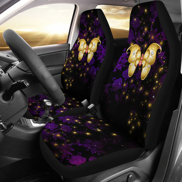 Monarch Butterfly Purple Damask Car Seat Covers