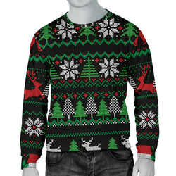 Ugly Christmas Red Green Black Men's Sweater - Painteye
