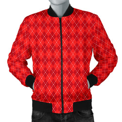 Red Argyle Mens Bomber Jacket - Painteye