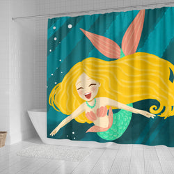 The Happy Mermaid Shower Curtain - Painteye
