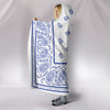 Ultimate White with Blue Hooded Bandana Blanket