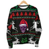 Ugly Christmas Santa Skull Black Men's Sweater - Painteye