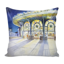 "Asbury Park Carousel"-Pillow 16"x16" - Painteye